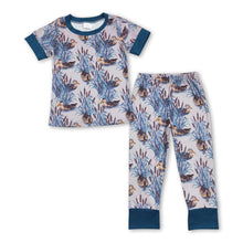 Load image into Gallery viewer, Blue short sleeves duck kids boys pajamas
