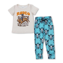 Load image into Gallery viewer, Rodeo short sleeves top bull skull pants boys western outfits