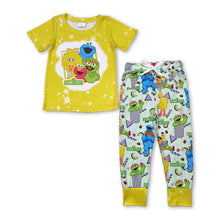Load image into Gallery viewer, Yellow bleached top biscuit pants kids boys outfits