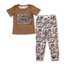 Load image into Gallery viewer, Gone hunting fishing deer top camo pants boys set