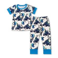 Load image into Gallery viewer, Blue short sleeves race kids boys pajamas