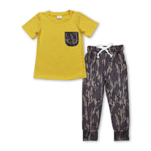 Load image into Gallery viewer, Yellow pocket top camo pants kids boys clothing