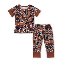 Load image into Gallery viewer, Brown short sleeves camo kids boys pajamas