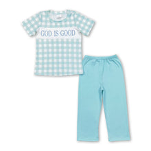 Load image into Gallery viewer, God is good plaid top pants kids boys clothing
