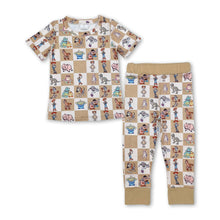 Load image into Gallery viewer, Short sleeves plaid toy pig kids boys pajamas