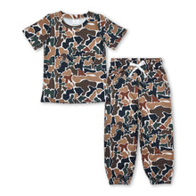 Load image into Gallery viewer, Dark brown camo top pants kids boys clothing set