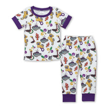 Load image into Gallery viewer, Short sleeves pelican baby kids Mardi Gras pajamas