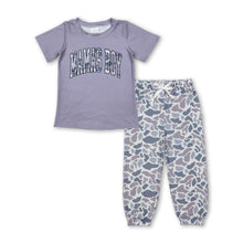 Load image into Gallery viewer, Short sleeves mama's boy top grey camo kids clothing