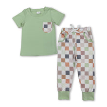 Load image into Gallery viewer, Short sleeves pocket top plaid pants boys clothing