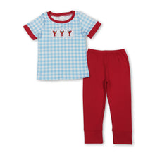 Load image into Gallery viewer, blue plaid crab kids boys summer set