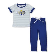 Load image into Gallery viewer, Stripe pickleball embroidery top pants boys clothing set