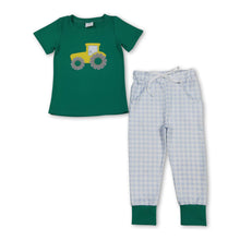 Load image into Gallery viewer, Short sleeves green tractor embroidery top pants boys clothes