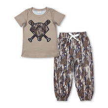 Load image into Gallery viewer, Short sleeves olive camo golf top pants kids outfits