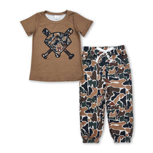 Load image into Gallery viewer, Short sleeves brown camo golf top pants kids outfits