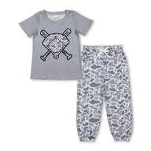 Load image into Gallery viewer, Short sleeves grey camo golf top pants kids outfits