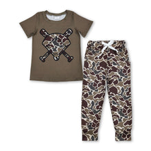 Load image into Gallery viewer, Short sleeves dark brown camo golf top pants kids outfits