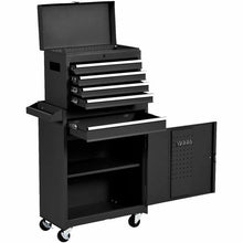 Load image into Gallery viewer, Black Heavy Duty Steel Lockable Rolling Garage Tool Chest Mobile Storage Cart