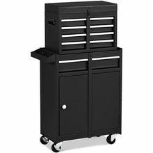 Load image into Gallery viewer, Black Heavy Duty Steel Lockable Rolling Garage Tool Chest Mobile Storage Cart