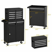 Load image into Gallery viewer, Black Heavy Duty Steel Lockable Rolling Garage Tool Chest Mobile Storage Cart