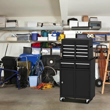 Load image into Gallery viewer, Black Heavy Duty Steel Lockable Rolling Garage Tool Chest Mobile Storage Cart