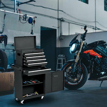 Load image into Gallery viewer, Black Heavy Duty Steel Lockable Rolling Garage Tool Chest Mobile Storage Cart