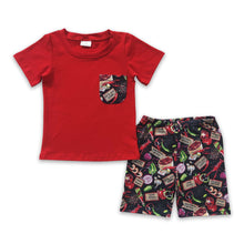 Load image into Gallery viewer, Blue cotton pocket shirt crawfish shorts kids boy clothing set