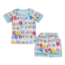 Load image into Gallery viewer, Happy birthday balloon short sleeves shorts kids boy pajamas