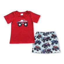 Load image into Gallery viewer, Truck embroidery shirt shorts kids boy summer clothes