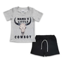 Load image into Gallery viewer, Mama's little cowboy shirt shorts kids boy summer outfits