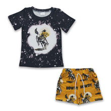 Load image into Gallery viewer, Bleached shirt howdy western kids boy clothing set