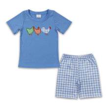 Load image into Gallery viewer, Blue chicken shirt shorts kids boy clothes