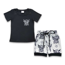 Load image into Gallery viewer, Highland cow vinyl shirt shorts western kids boy outfits