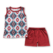Load image into Gallery viewer, Sleeveless aztec shirt shorts kids boy clothing set