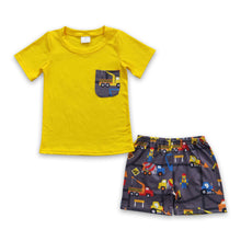 Load image into Gallery viewer, Pocket top construction trucks kids boy clothing set