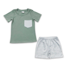 Load image into Gallery viewer, Pocket shirt plaid shorts baby boy summer outfits
