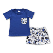 Load image into Gallery viewer, Back the blue pocket flag heart glassed kids boy outfits