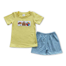 Load image into Gallery viewer, Castle ball shirt plaid shorts kids boy summer beach clothes