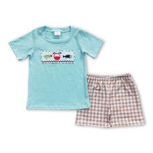 Load image into Gallery viewer, Fishing shirt plaid shorts kids boy summer clothing set