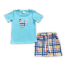 Load image into Gallery viewer, Chicken shirt plaid shorts kids boy clothing set