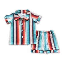 Load image into Gallery viewer, Short sleeves stripe western baby kids summer pajamas