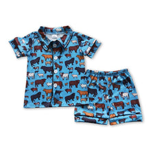 Load image into Gallery viewer, Short sleeves cow baby kids summer pajamas