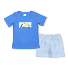 Load image into Gallery viewer, Light blue short sleeves dinosaur shirt shorts boy summer clothes