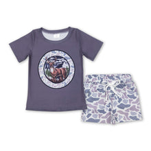 Load image into Gallery viewer, Short sleeves deer top camo shorts kids boy clothes