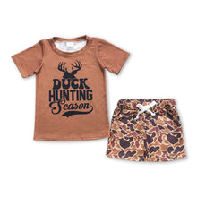 Load image into Gallery viewer, Brown duck hunting season camo shorts boy clothes