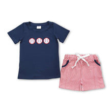 Load image into Gallery viewer, Navy baseball top stripe shorts kids boy clothing