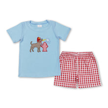 Load image into Gallery viewer, Back the red dog top plaid shorts kids boys outfits