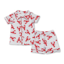Load image into Gallery viewer, Short sleeves crawfish baby kids button down pajamas