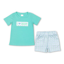 Load image into Gallery viewer, I love daddy top plaid shorts father's day boys outfits
