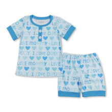 Load image into Gallery viewer, Blue short sleeves I love mommy baby boys pajamas