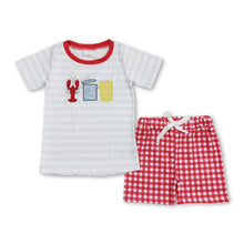 Load image into Gallery viewer, Corn crawfish stripe top plaid shorts boys summer outfits